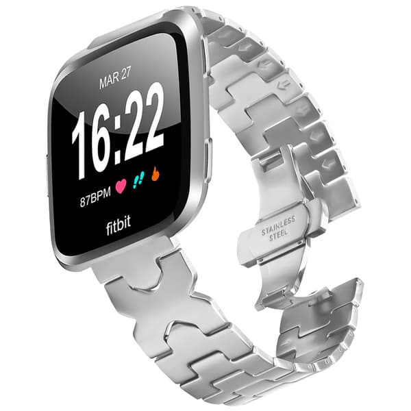 Stilrent armband i rostfritt stål för Fitbit Versa/Lite/Versa 2 Silver Silver