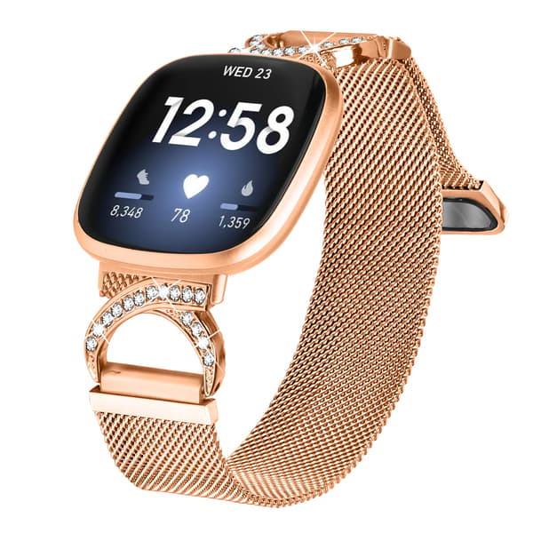 Rosaguld Milanese urrem til Fitbit Versa 4