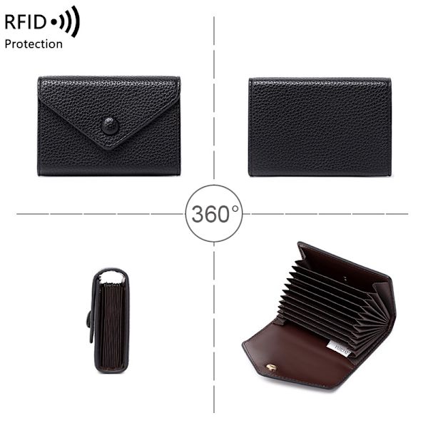 RFID-säker Korthållare i PU-läder Svart