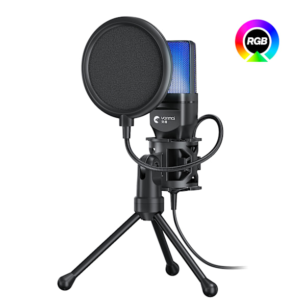 RGB Gaming Mikrofon - Hög Känslighet & Flexibel