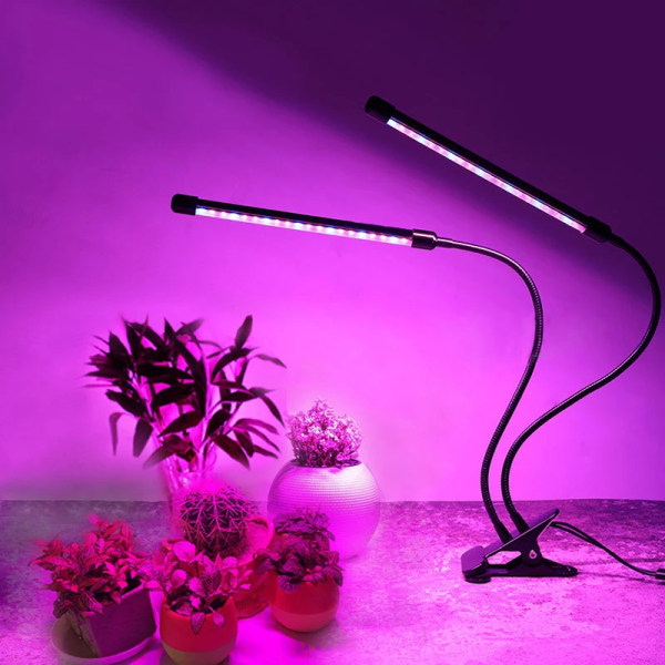 INF Plantelampe/plantebelysning med 2 fleksible LED-lysstofrør