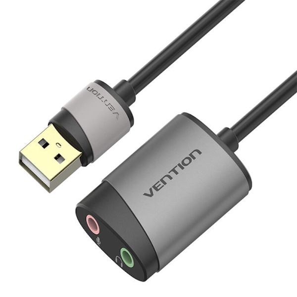 Extern USB-ljudkortsventil CDKHB, TRS 3,5 mm, 0,15 m (grå)