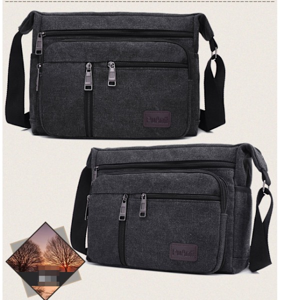 Herre Crossbody-taske i kanvas - Stilfuld og praktisk skuldertaske Sort