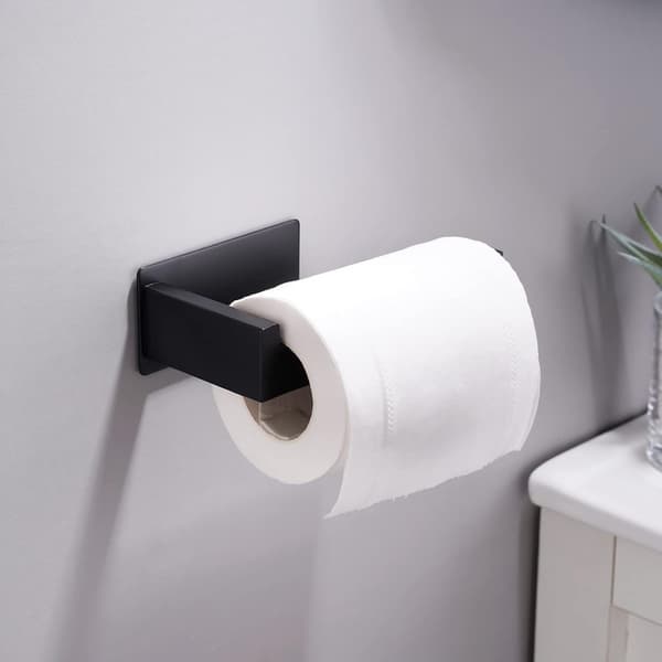 Selvklæbende rustfrit stål toiletpapirholder vægmonteret uden boring mat sort 14cm Black Black