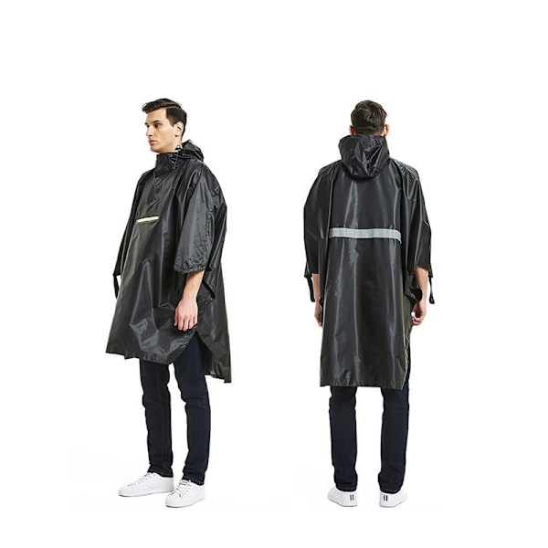 Vandtæt regnponcho - sort polyester PU Sort