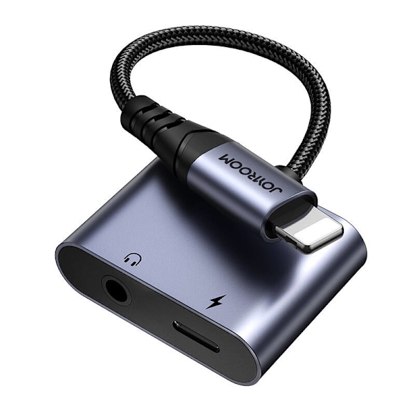 2-i-1 ljudadapter Joyroom SY-L01 Lightning till 3,5 mm + Lightning (svart)