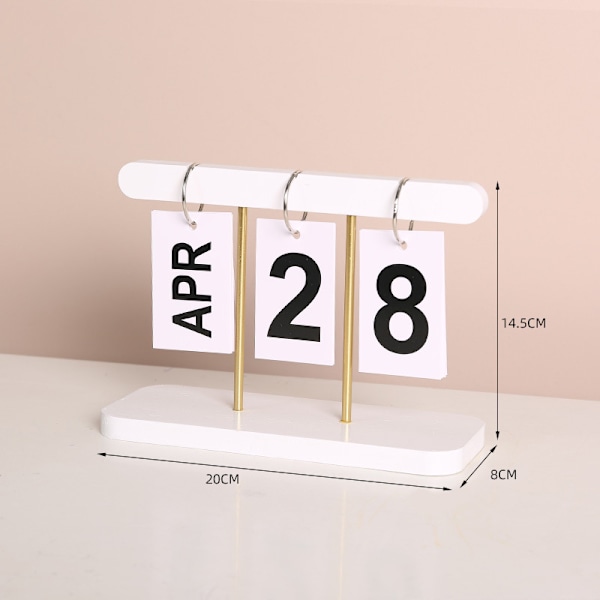 Moderne minimalistisk træornament - Evighedskalender Hvid