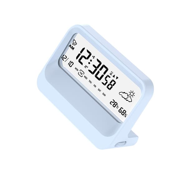 Multifunktionell Digital Student Väckarklocka med Temperatur, Luftfuktighet och Timer (Batterier Ingår Ej) Blue Blue