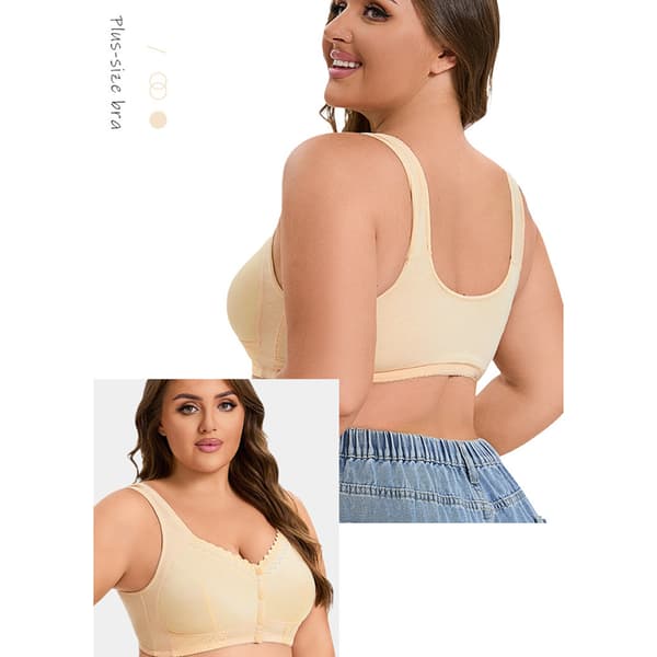 Beige blonde bh uden bøjle, blød skålbh med frontlukning M M