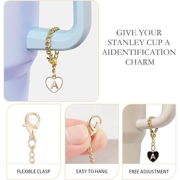 Stanley Cup Charms: Hjerteformet Sort & Hvidt Sæt med 2