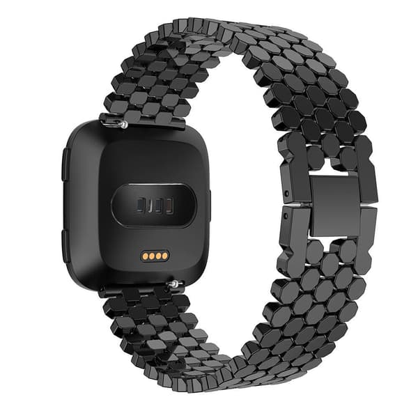 Rustfri stålurrem til Fitbit Versa-serien Smartwatch - Fiskeskældesign Black Fitbit Versa 4 Black