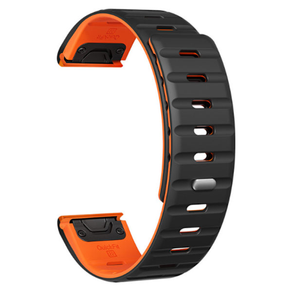 Quick Release Silikone Magnetisk Urrem til Garmin Fenix 8/7X/Epix Sort+orange 22 mm