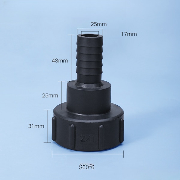 Plasttankslangadapter IBC Trädgårdsslanganslutningsverktyg 25 mm