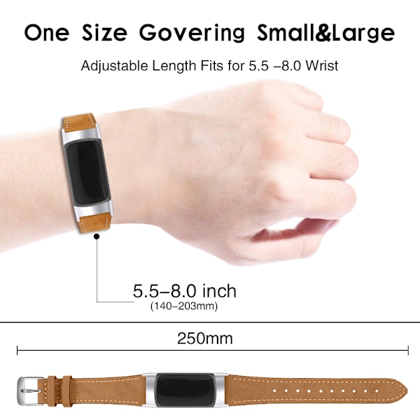 Armband i Äkta Läder för Fitbit Charge 5/6 kaffe