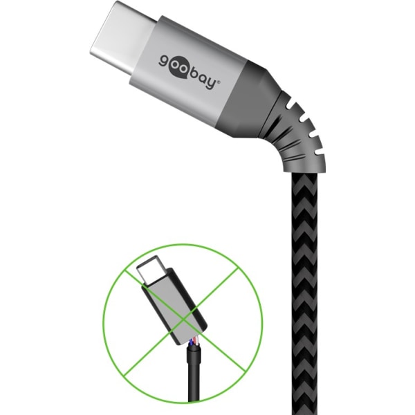 USB-C™-till-USB-C™-textilkabel med metallkontakter 2 m