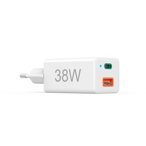 Miniladdare USB-C + USB-A Qualcomm 3.0 38W Vit