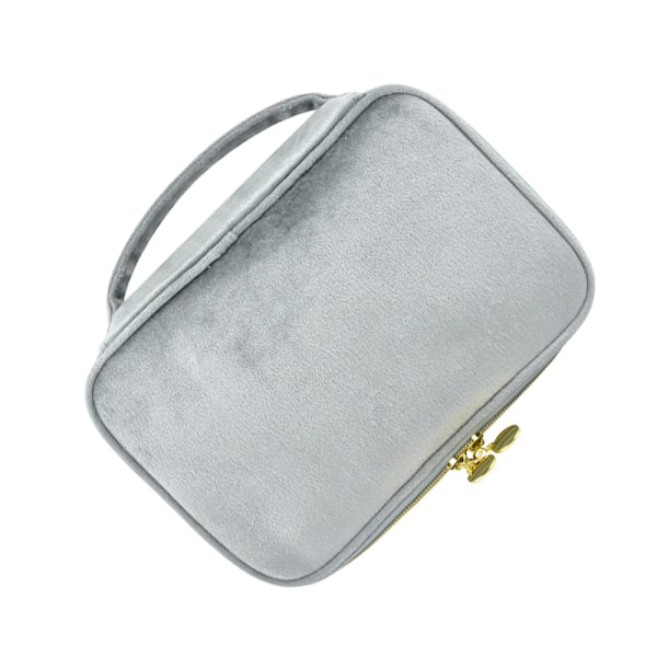 Velvet Makeup Brush Storage Bag - Travel Cosmetic Organizer Grå