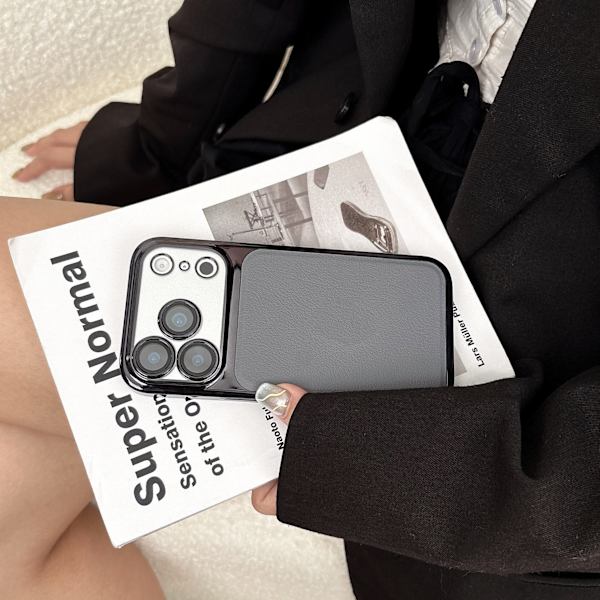 Grått PC+PU Skyddande Telefonfodral Kompatibelt med iPhone 17 Pro Max