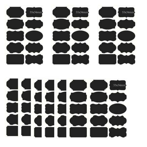 10-delad Blackboard-etikett, Spice Label Stickers Hem Burkar Fla Svart 18,7x12 cm