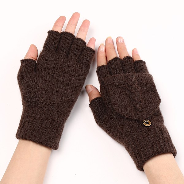 Cable Knit Flip Top-handskar kaffe