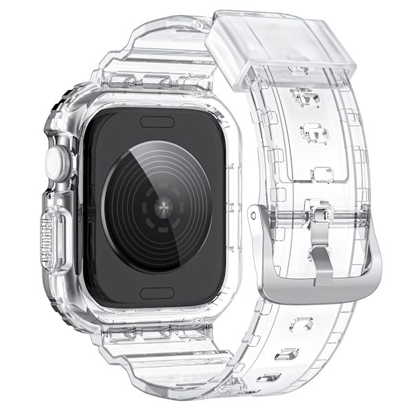 Silikonsportarmband för Apple Watch Series 9/10, 46mm, Transparent Svart Svart