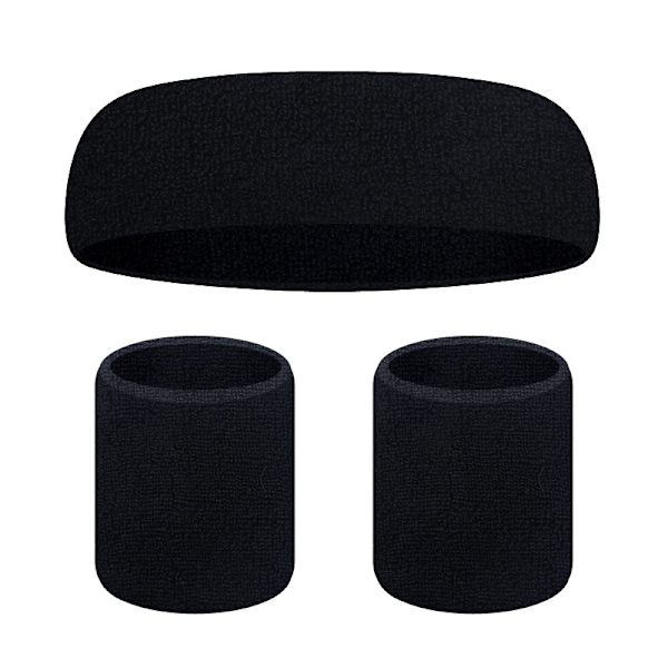 Svettband Set, 3 delar Svart