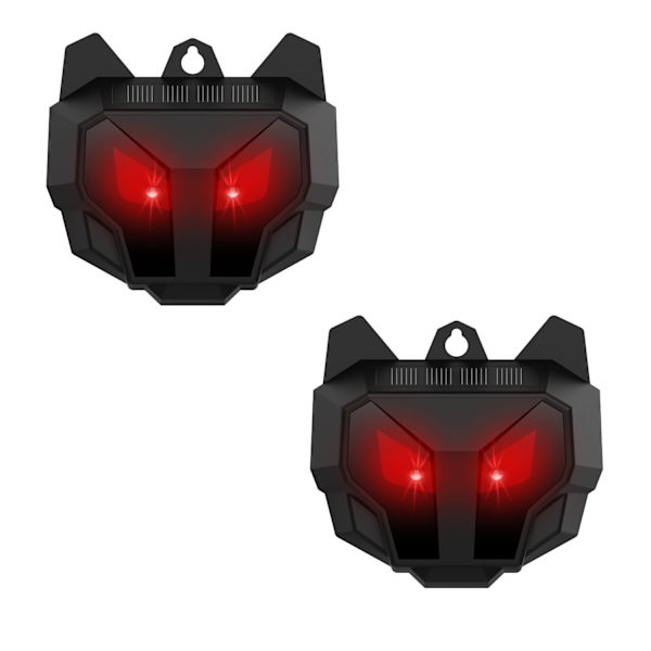 Solar Animal Repeller med rødt LED lys 2-pak Sort