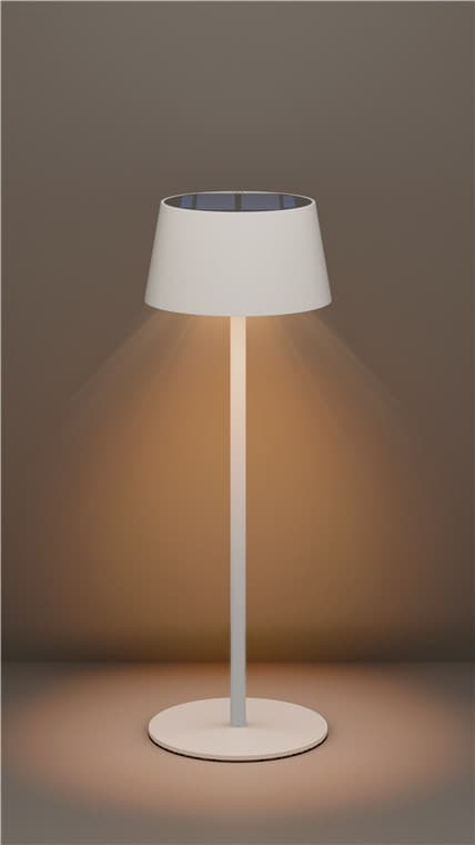 Trådlös LED-bordslampa med solcell, vit