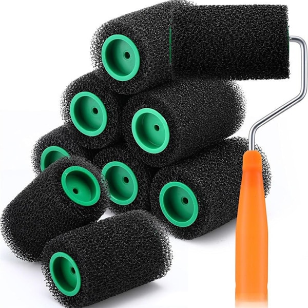 Svart Rollerborste Set - 1 Ram + 9 Rollerborstar
