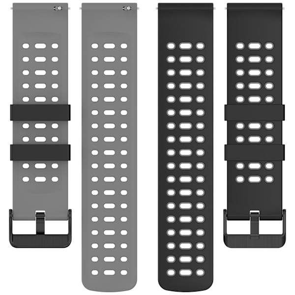 Silikonerem til ur 22 mm - Til Huawei Watch GT5, Keep Watch Pilot1 Sort+grå