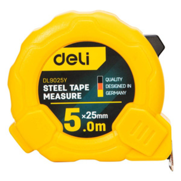 Stålmåttband 5m/25mm Deli Tools EDL9025Y (gul)
