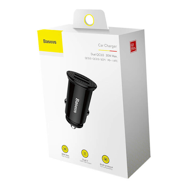 Baseus Circular 2xUSB QC3.0 5A 30W billaddare (svart)