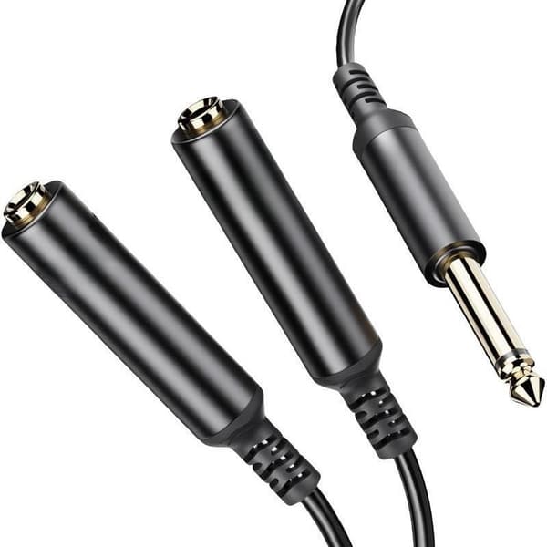 3.5mm til 6.35mm hun lydadapterkabel - Sort 0.3m 0.3m