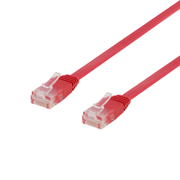 U/UTP Cat6 patch cable, flat, 5m, 250MHz, red