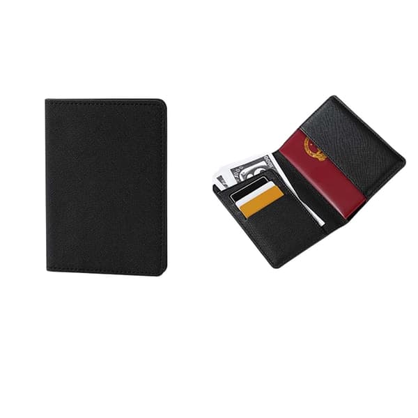 Svart PU Läder Passfodral - Slim Reseplånbok & Skydd