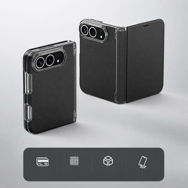 Vikbart mobilskal kompatibelt med iPhone Duo – PU-läder, kortfack och kameralinsskydd Grey Grey