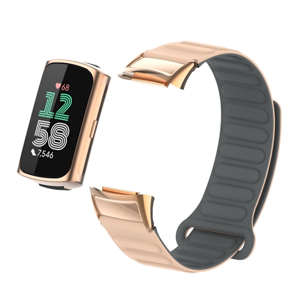 Stilfuldt magnetisk silikonearmbånd til Fitbit Charge 6 Abrikos