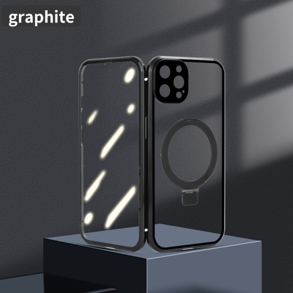 Transparent, Magnetiskt Fodral med Stativ för iPhone iPhone 13 Pro max Svart