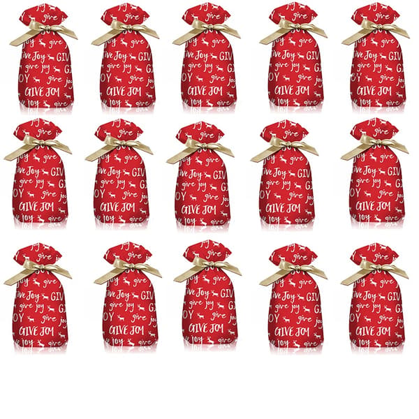 Röda Julgodisväskor - Presentpåsar för att Dela Glädje 12x17cm (50-pack) med Dragsko