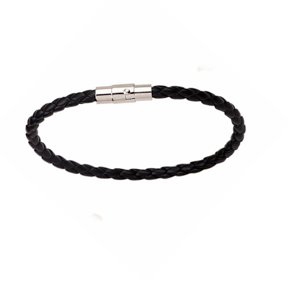 Sort læderarmbånd med magnetisk lås