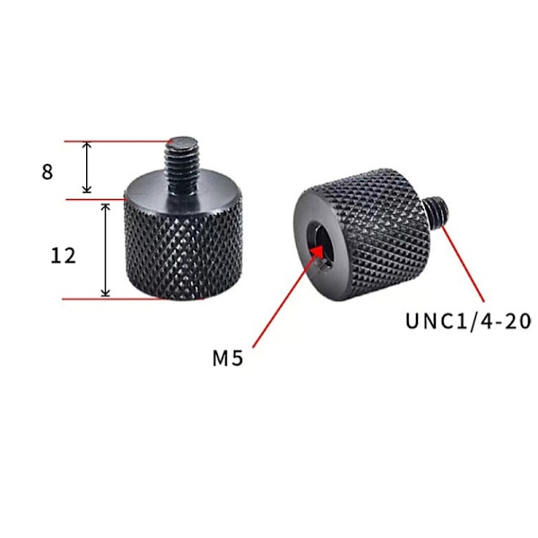 Adapteri 1/4" to M10 jalustalle ja kameroille - 5 kpl M5