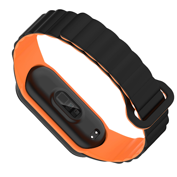 Silikonimagneettinen ranneke Xiaomi Mi Band 3/4/5/6/7:lle Musta + oranssi