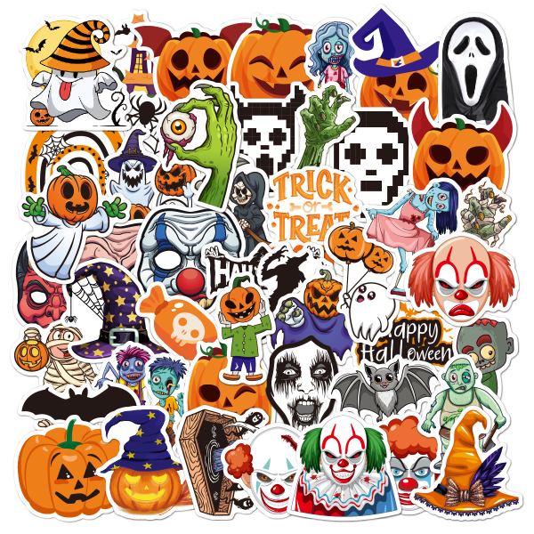 Klistermärken Halloween 50-pack Flerfärgad Flerfärgad