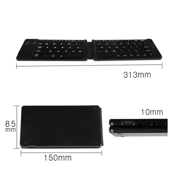 Taitettava Bluetooth-näppäimistö Black Black