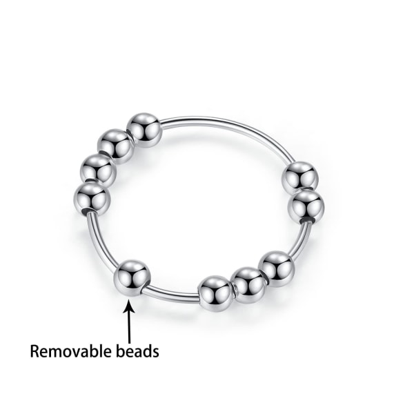 Anti-stress ring med 10 drejelige perler kobber sølv 20,5 mm 20. 20.5 mm