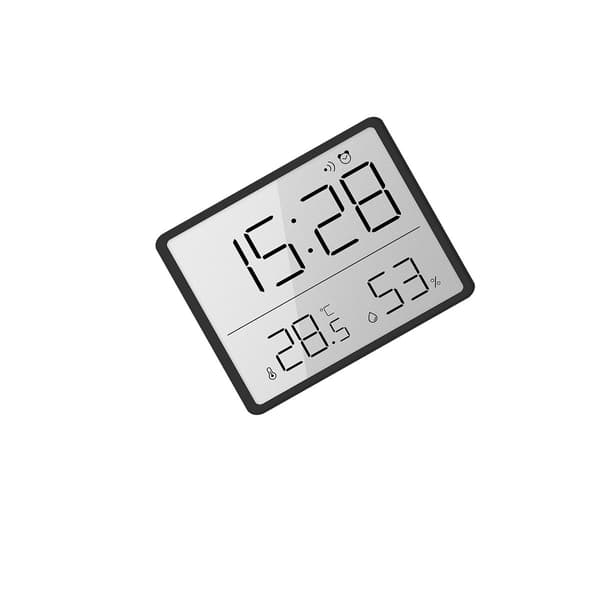 Digital väggklocka med LCD, temperaturvisning, alarm och 24-timmarsformat för väggmontering Black Black