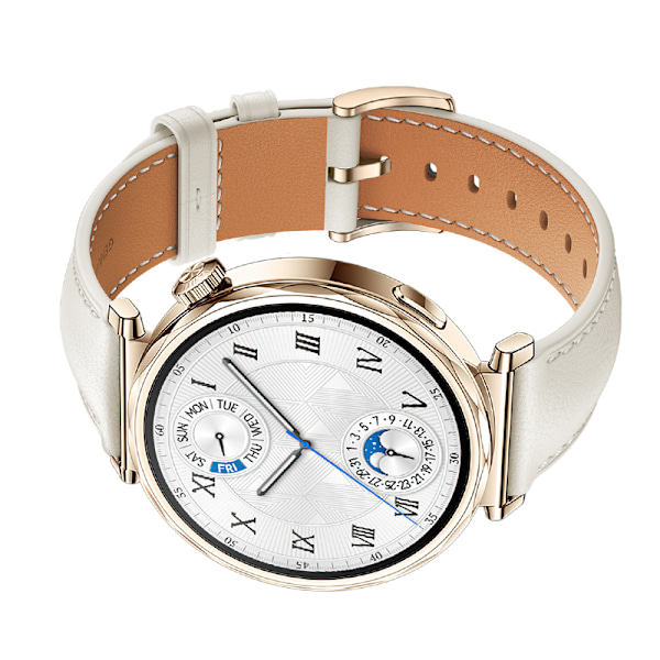 INF Klockarmband i Läder för Huawei Watch GT5 - 18MM Vit + guld