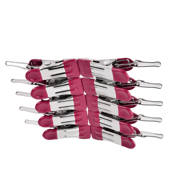 10 pakke rustfrit stål dobbelthovede gummibelagte clips Red Red