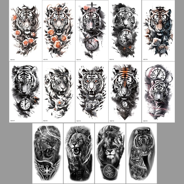 Vandtætte midlertidige tatoveringsmærkater i 14 dele  Tiger