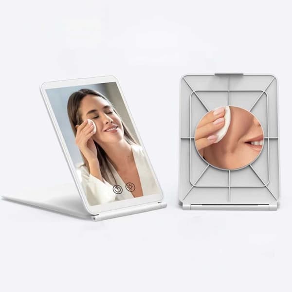 LED Makeup Spejl med 3X Forstørrelse - Bærbart & Dæmpbart Vanity Spejl